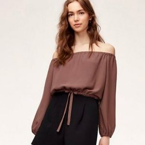 Aritzia (Wilfred) Eleanor’s Blouse - Cropped Off The Shoulder - Plum color